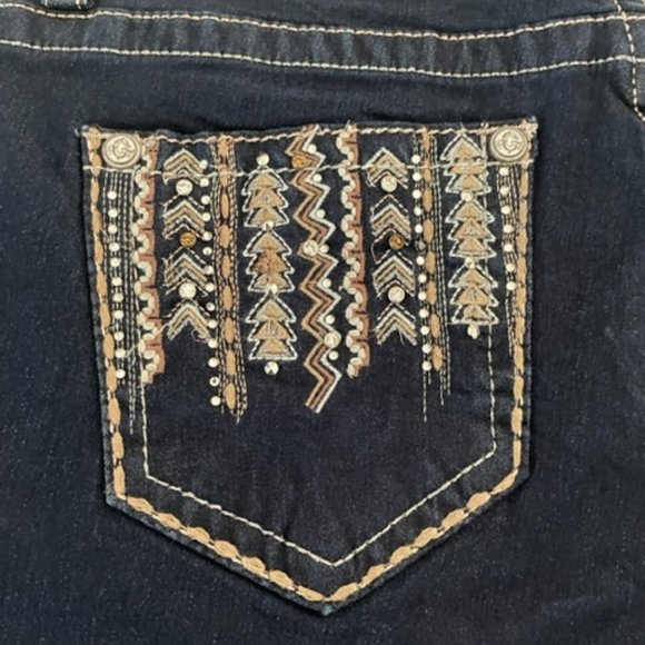 GRACE in LA | Dark Denim Detail Embellishment Bootcut Jeans ~ Size 30 ~ BNWT - Picture 6 of 12